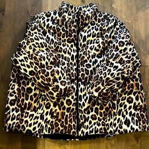 Lands End leopard puffy coat